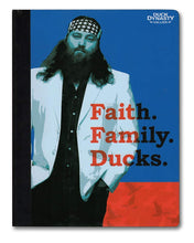 Load image into Gallery viewer, 3 Duck Dynasty Composition Notebooks - 100 Wide Ruled Sheets 9.75&quot; x 7.5&quot; - Duck Dynasty Merchandise, Si Notepads, Faith Family Ducks Journals
