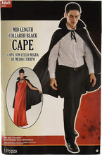 Load image into Gallery viewer, Adult Vampire Mid-Length Cape - Adult Standard Size, Black - 1 Pc.

