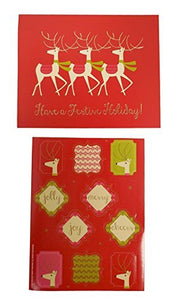 The Gift Wrap Company Small Boxed Holiday Cards with Seals, Claus & Cane