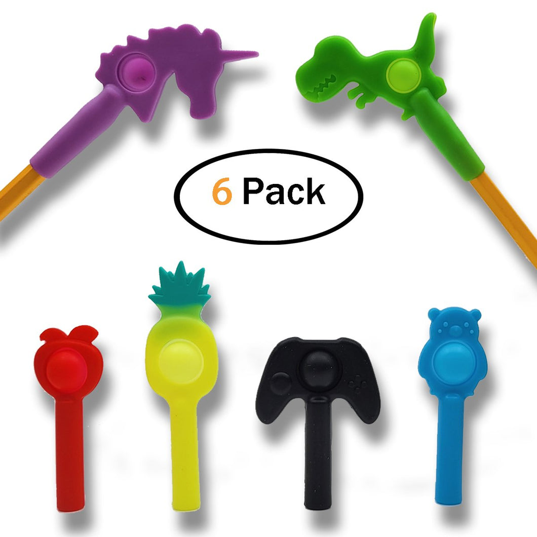 B-THERE Pencil Fidget Topper Toy Pop it Push Bubble (6 Pack)