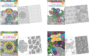 B-THERE Adult Coloring Books - Set of 4 Coloring Books, Over 125 Different Designs Combined! Mandala Coloring Books for Adults with Detailed Flower Designs Printed on Heavy Paper.