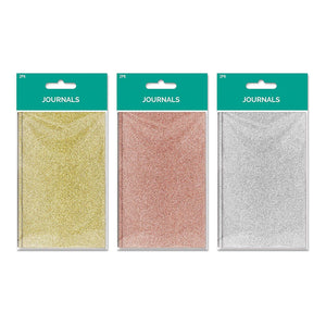 B-THERE Bundle of Solid Glitter Pocket Journal Set - 6 Notebooks Total! 3 Different Designs - 3.5" x 5.5" Pocket Notebooks Stationery