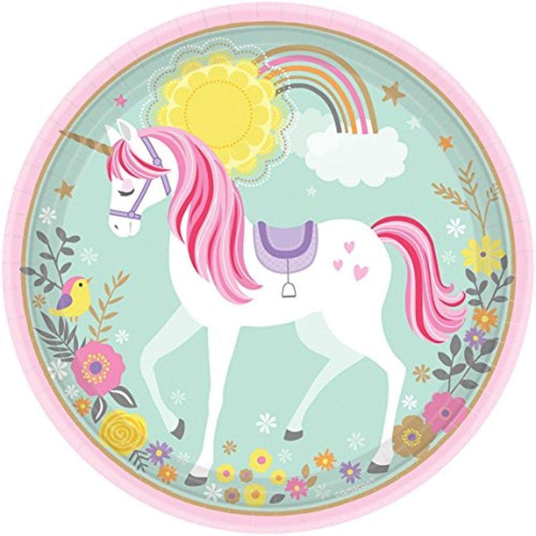 Amscan Party Supplies, Magical Unicorn Round Plates, Multicolor, 9