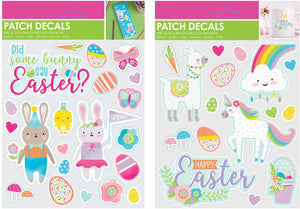 B-THERE Bundle of Easter Raised Patch Stickers, Peal and Stick Removable Decals for Books, Cards, Windows, Glass with Llama, Unicorn, Bunny, Rainbow, More