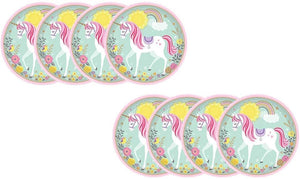 Amscan Party Supplies, Magical Unicorn Round Plates, Multicolor, 9", 8ct