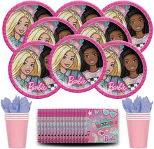 Load image into Gallery viewer, Party Supplies Bundle Barbie Party Pack Seats 8 - Napkins, Plates and Cups - Childrens Party Supplies
