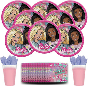 Party Supplies Bundle Barbie Party Pack Seats 8 - Napkins, Plates and Cups - Childrens Party Supplies