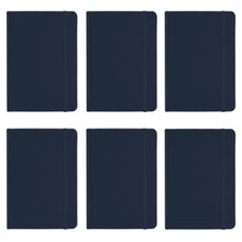 Load image into Gallery viewer, Personal Notebook Set (6 Notebooks Total) 5.8&quot; x 8.3&quot; Lined Pages, Stationery Notepads w Textured Colored Covers, Elastic Band and Ribbon Bookmarks (NAVY)

