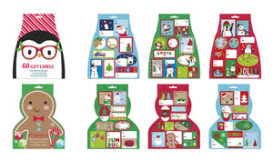 B-THERE Bundle of 120 Die-Cut Peel & Stick Merry Christmas Holiday Gift Tag Labels for Kids, Unique 60 Designs