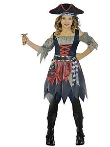Amscan Castaway Cutie Pirate Costume, Girl's Small, 4-6 Blue, Grey