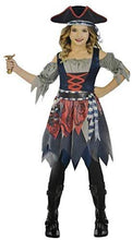 Load image into Gallery viewer, Amscan Castaway Cutie Pirate Costume, Girl&#39;s Small, 4-6 Blue, Grey
