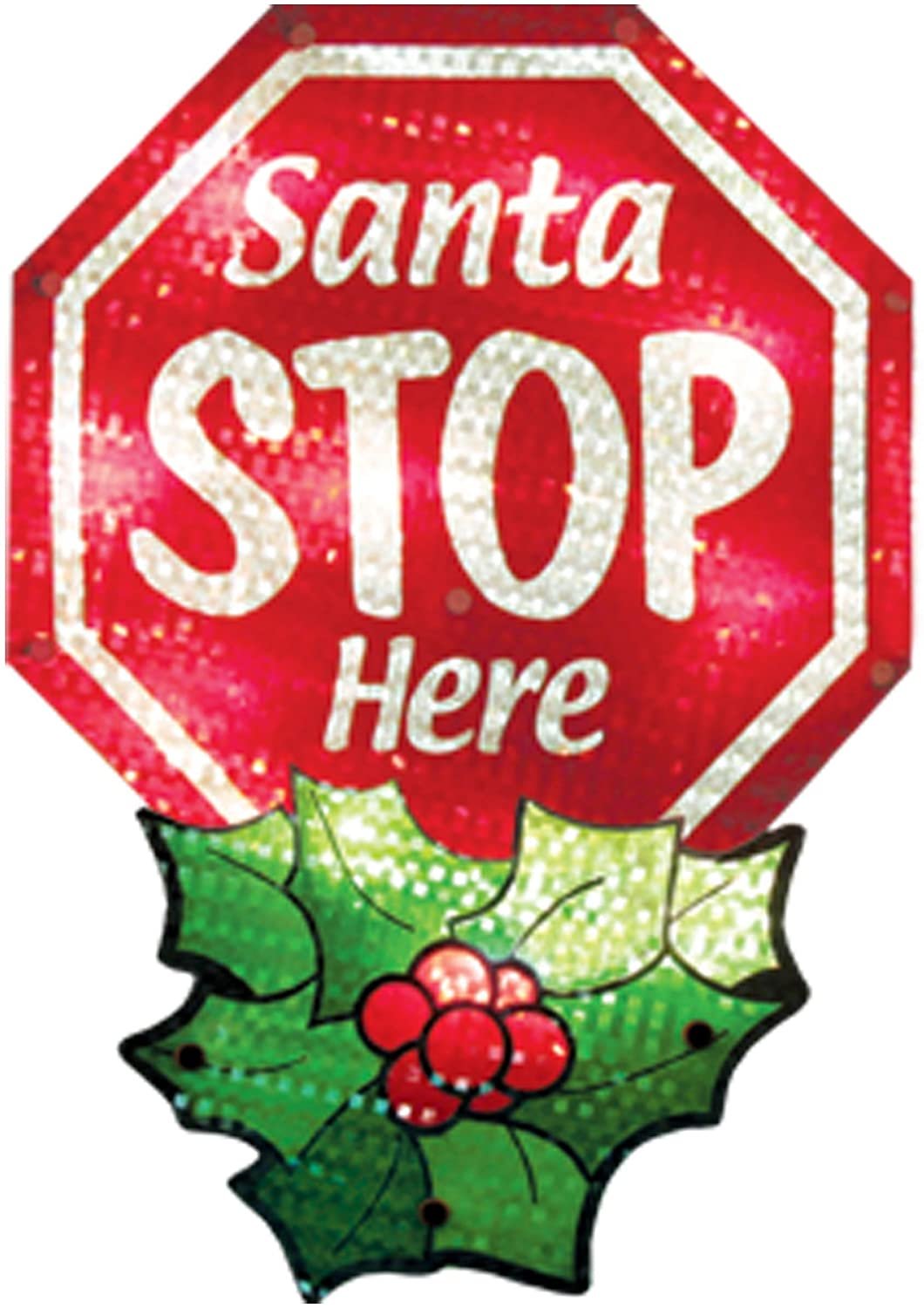 Impact Innovations Christmas Shimmer Lighted Window Decoration, Santa Stop Here