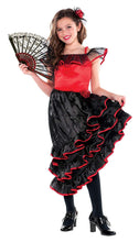 Load image into Gallery viewer, amscan Girls Spanish Dancer Costume - Medium (8-10), Red/Black 843097
