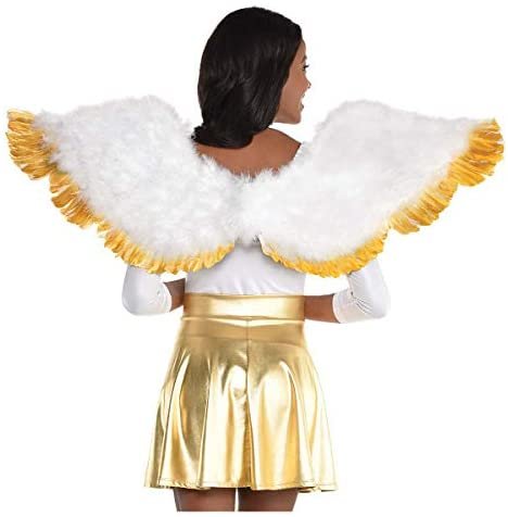 Adult Gold Tip White Angel Wings- 1 pc.