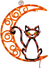 Load image into Gallery viewer, Impact Innovations Halloween Lighted Ornamental Silhouette 14x17 - Cat on Moon
