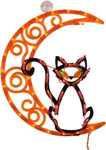 Impact Innovations Halloween Lighted Ornamental Silhouette 14x17 - Cat on Moon