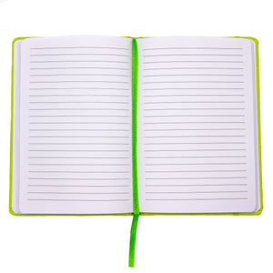 Personal Notebook Set (6 Notebooks Total) 5.8" x 8.3" Lined Pages, Stationery Notepads w Textured Colored Covers, Elastic Band and Ribbon Bookmarks (GREEN)