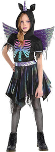 Party City Zombie Unicorn Halloween costume for Girls, Includes Hooded Dress and Wings