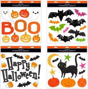 B-THERE Bundle of Halloween Fall Decorations 11.5" x 12" Window Gel Clings, Thanksgiving Decorations