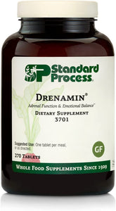 Standard Process Drenamin - Whole Food Antioxidant, Adrenal Support and Immune Support with Shitake, Alfalfa, Rice Bran, Riboflavin, Calcium Lactate, Choline