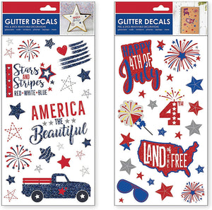 B-THERE Bundle of USA Flag July 4 Decorations 5.5" x 12" Window Decals