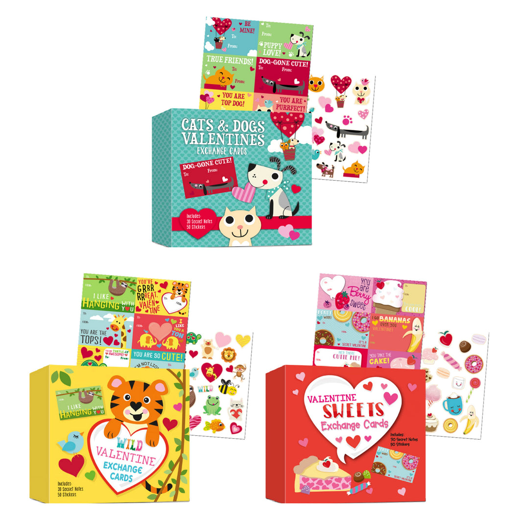 School Valentine Day Value Pack Featuring 90 Valentines & 150 Stickers, Kids Valentines Cards
