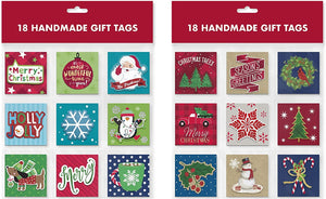 B-THERE Bundle 36ct Christmas Holiday Gift Tags, Self-Adhesive Handmade, Embellished with Foil Glitter Finish