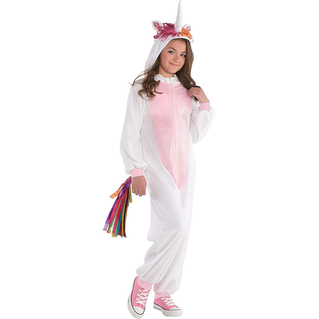 amscan Girls Zipster Unicorn Onepiece Costume - Large (12-14), Multicolor