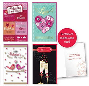 Valentines Day Card Set of 4 Large for Women & Men With Embelishments