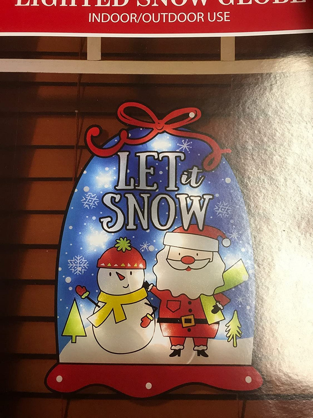 Let It Snow Shimmer Lighted Window Decoration Globe w/Santa, Snowman 13