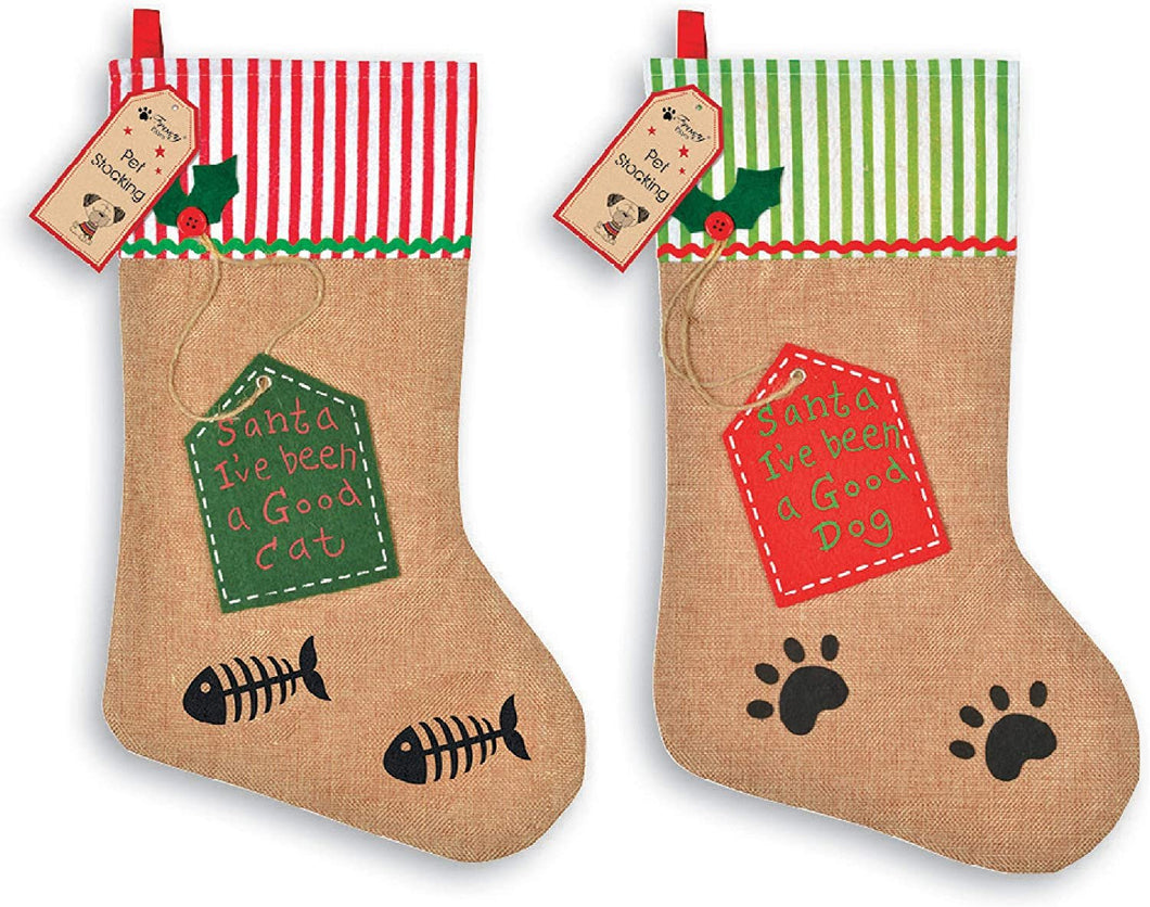 B-THERE Cat & Dog Christmas Stocking 2 Pack