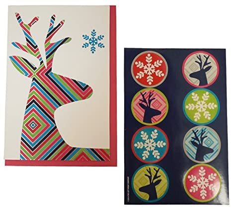 The Gift Wrap Company Boxed Holiday Cards with Seals, Diamond Deer
