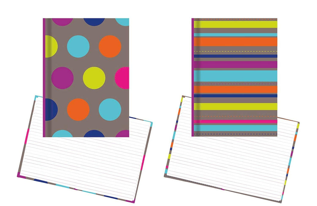 Hardback Notebook Set, Dots & Stripes - 2 notepads, 8.5