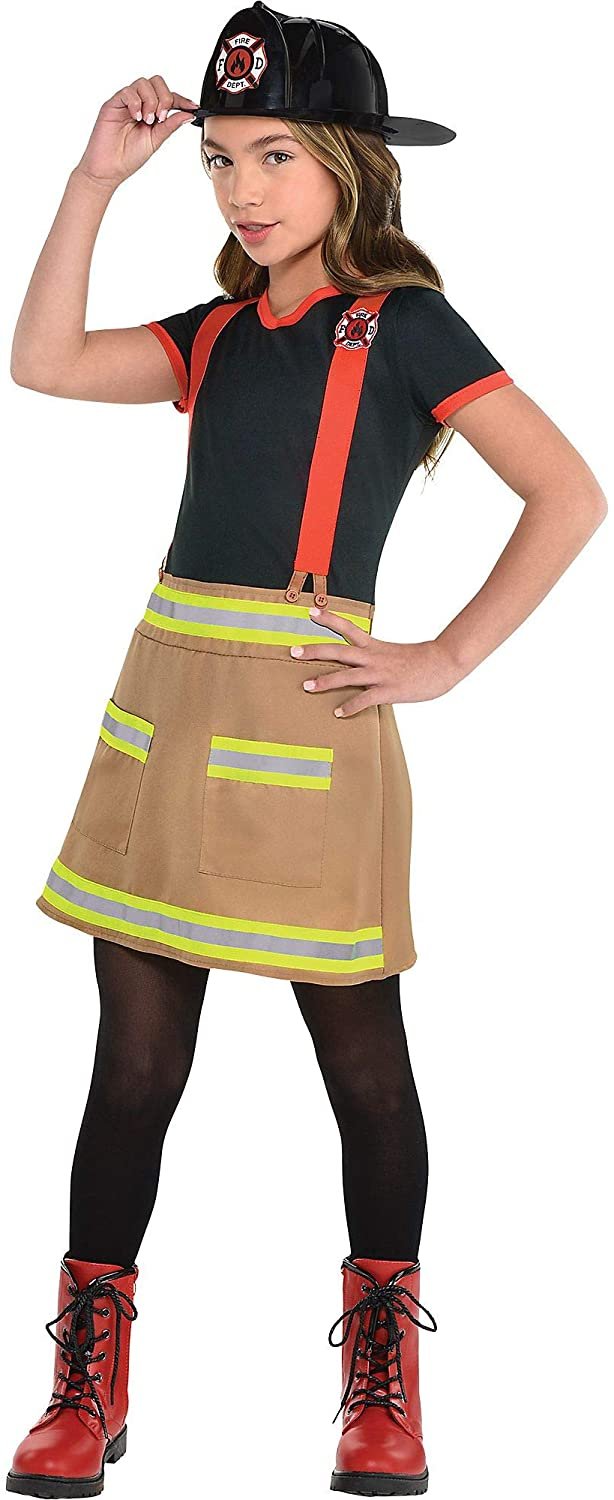 Party City Wild Fire Firefighter Halloween Costume for Girls, Includes Dress and Hat