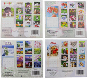 B-THERE 16 Month Premium Mini Wall Calendar 2022 Set of 4 Each Month Displays Full-Color Photograph. Puppies, Psalms, Flowers, Kittens