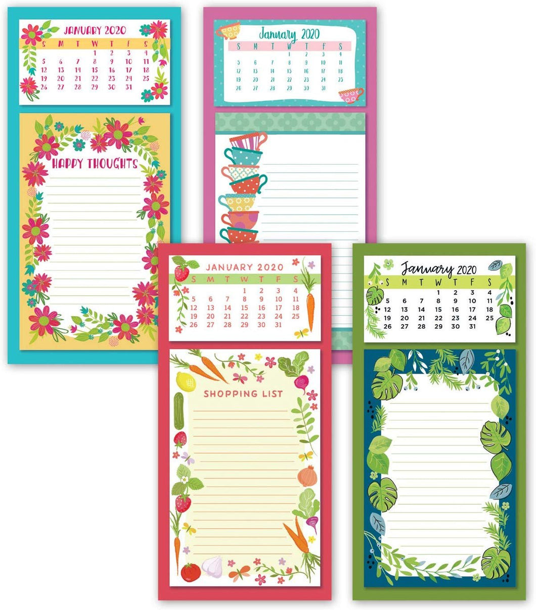 B-THERE Bundle of 4 Magnetic Listpad Calendars with 12 Month 2020 Tear-Off Pad & 60 Tear-Off List Pages
