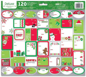 Paper Craft Deluxe Holiday Self Adhesive Gift Labels - 120 Count - Contemporary