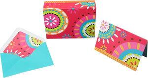 10 Notecards & 11 Coordinating Envelopes w/ Keepsake Box (Batik ) 5" X 3.5" Card Size - Keepsake Box With Colorful Design & Magnetic Lid