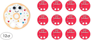 Amscan 399273 Valentine Donut Walker Cards, x 4 3/4", Multicolor
