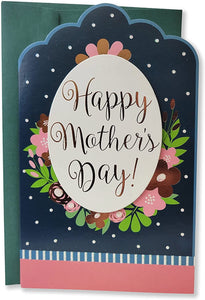 B-THERE Happy Mother's Day Greeting Card, Large Handmade Beautifully Embellished W/Tip-ons, Foil, Glitter, Envelope for Mother, Daughter, Sister or Grandmother (Mom Pink)