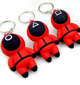 Bundle of 3 Squid Game Keychains Circle, Square, & Triangle