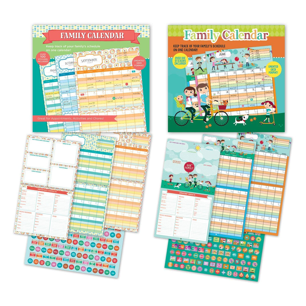 B-THERE Bundle of 2 Monthly Undated Family Wall Calendars