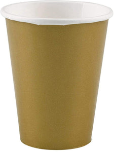 Gold Paper Cups | 9 oz. | Pack of 8 | Party Supply