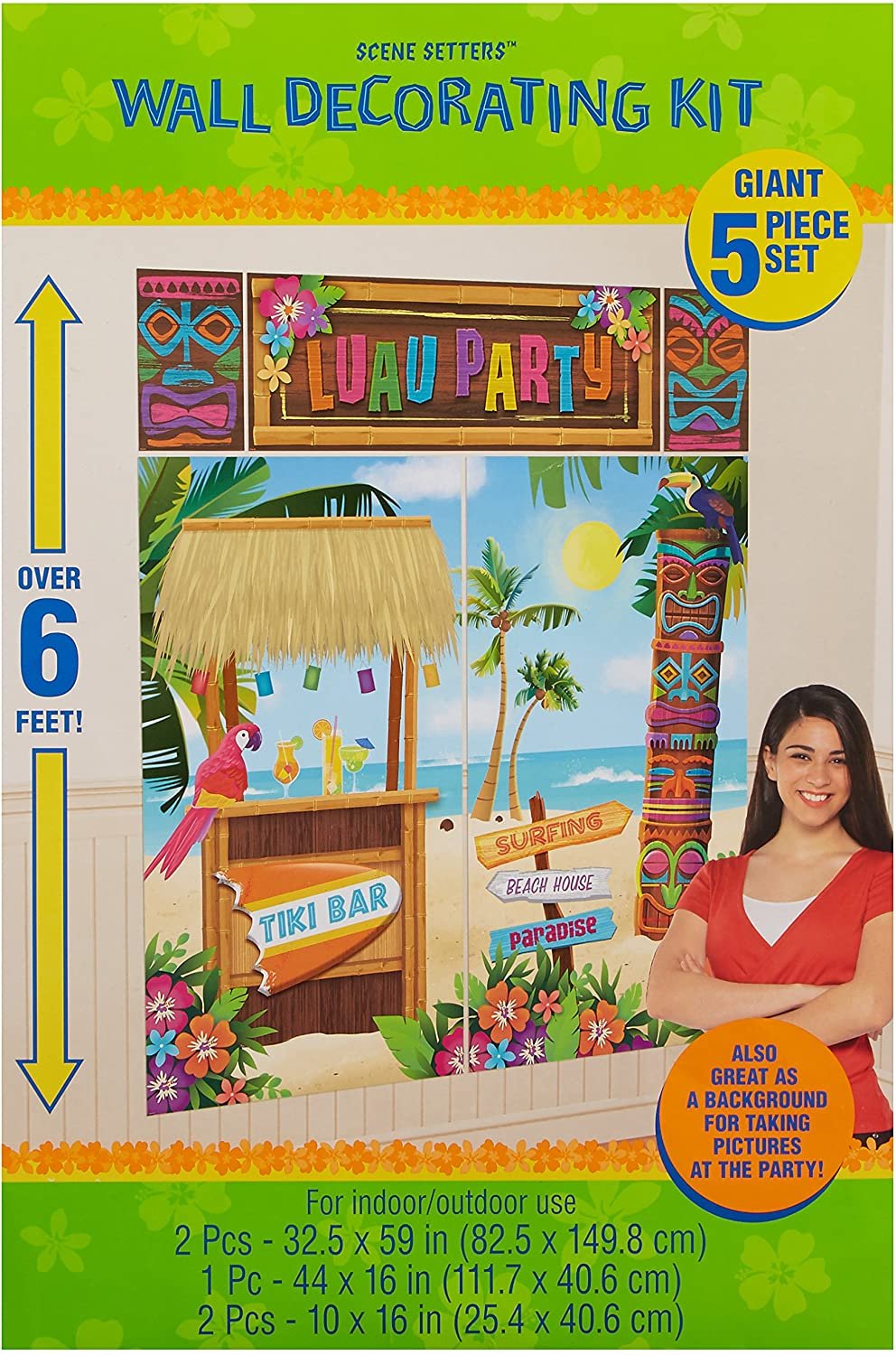 Amscan 670333 Tiki Party Scene Setters Wall Decorating Kit 65