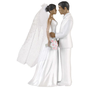 Wedding Plastic Cake Topper, African American Couple, 4.5"