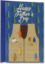 Load image into Gallery viewer, B-THERE Happy Father&#39;s Day Greeting Card, Large Handmade Beautifully Embellished W/Tip-ons, Foil, Glitter, Ribbon, Envelope for Father, Son, Grandfather (Happy Father&#39;s Day, Fishing)
