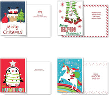 Load image into Gallery viewer, B-THERE Bundle of 12 Boxed Christmas Greeting Cards - Humor, Foil and Glitter Finishes with Envelopes
