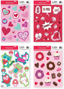 Large Pack of Valentine's Day Window Clings Decorations for Valentine Day