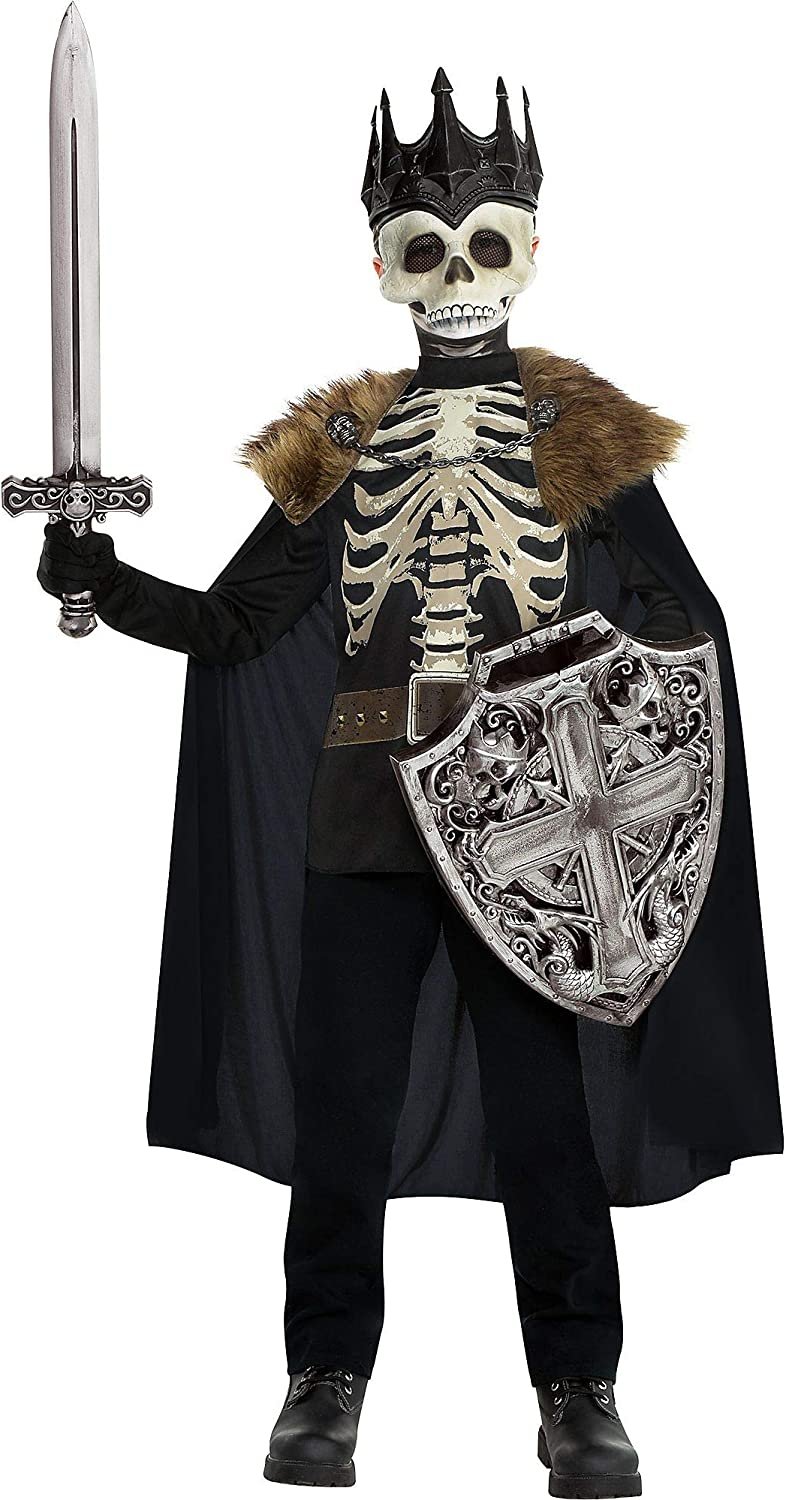 Party City Dark King Halloween Costume for Boys, Large (12-14), Includes Printed Shirt, Mask with Crown and Cape