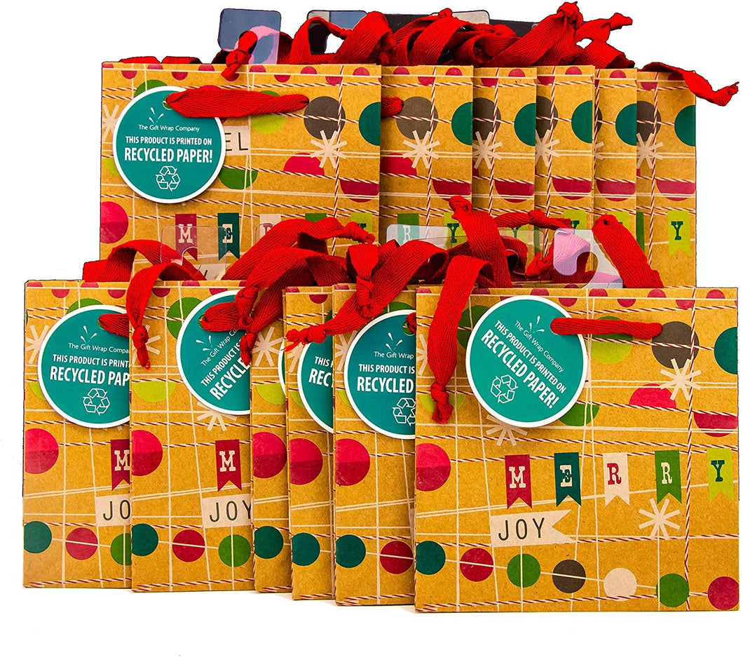 The Gift Wrap Company 12 Count Square Gift Bags, Petite, Christmas Design